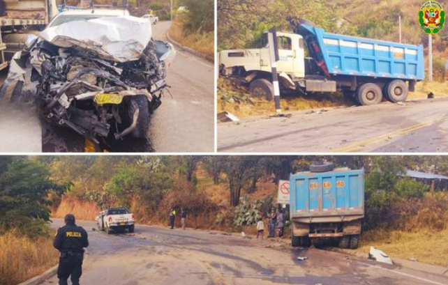 ACCIDENTE DE TRÁNSITO EN CHINCHEROS: COLISIÓN DE VOLQUETE CON CAMIONETA DEJA DOS HERIDOS